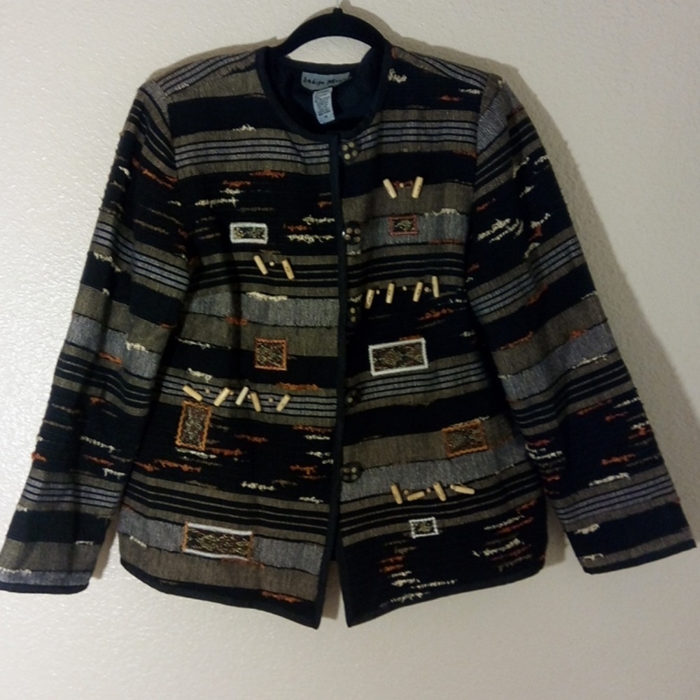 Indigo Moon Ethnic Beaded Jacket Blazer